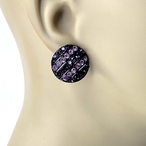 Purple Round Stud Earrings - Picture 8 of 9